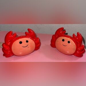 Red Crab Salt & Pepper Shaker Set - Cute Ceramic Seashell Design